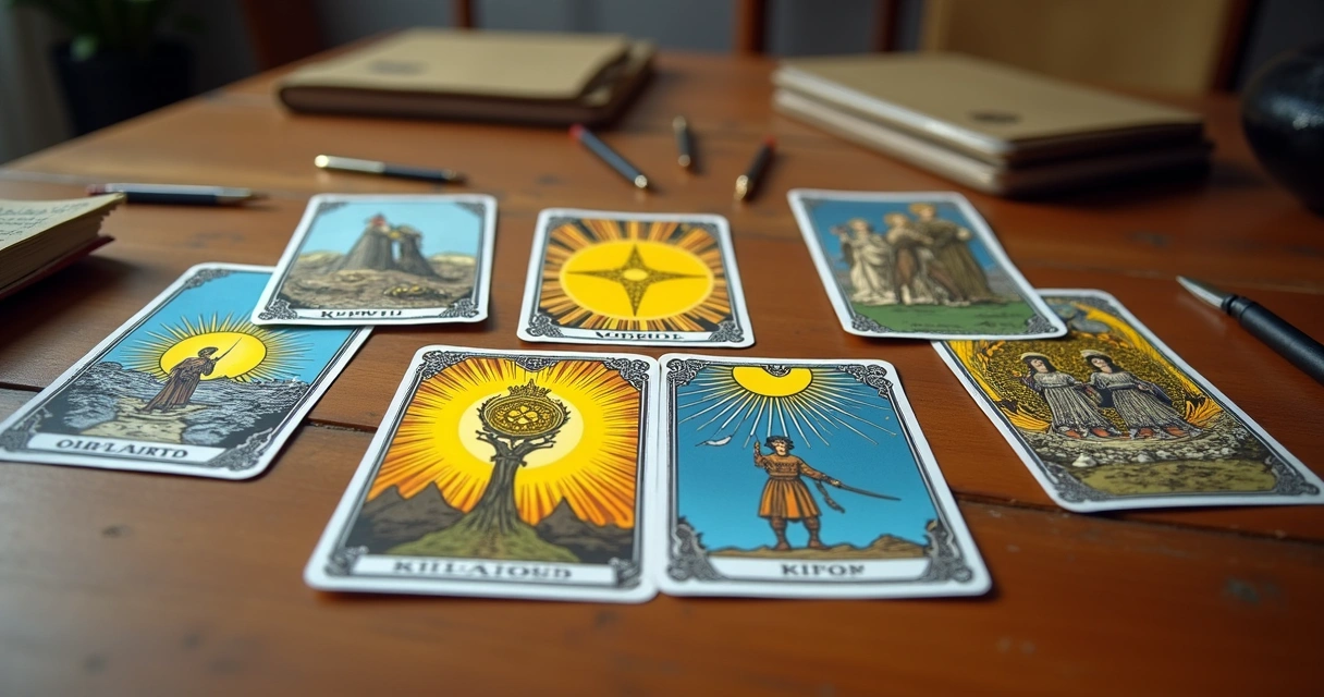 Cartas de tarot voltadas para sucesso profissional em ambiente de trabalho