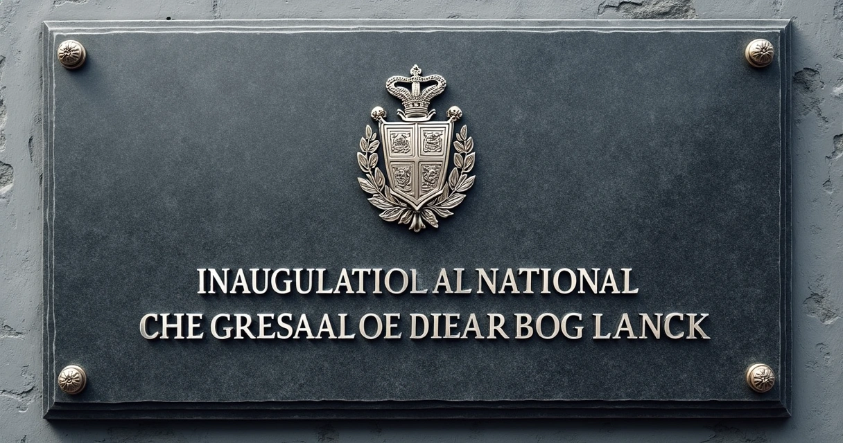 Brasão oficial do Brasil em placa de inauguração 