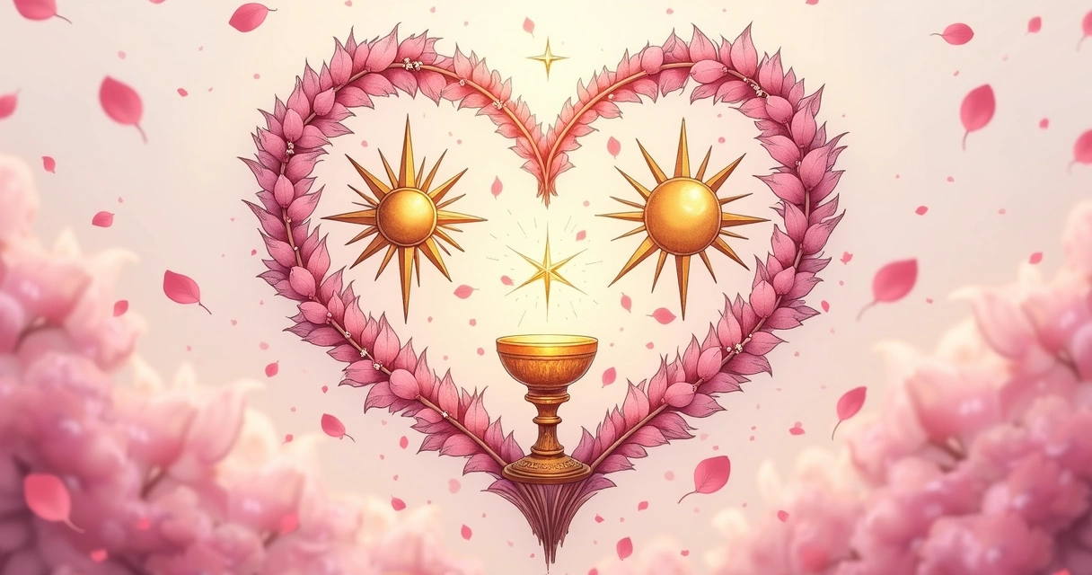 Símbolos de tarot combinados com coração