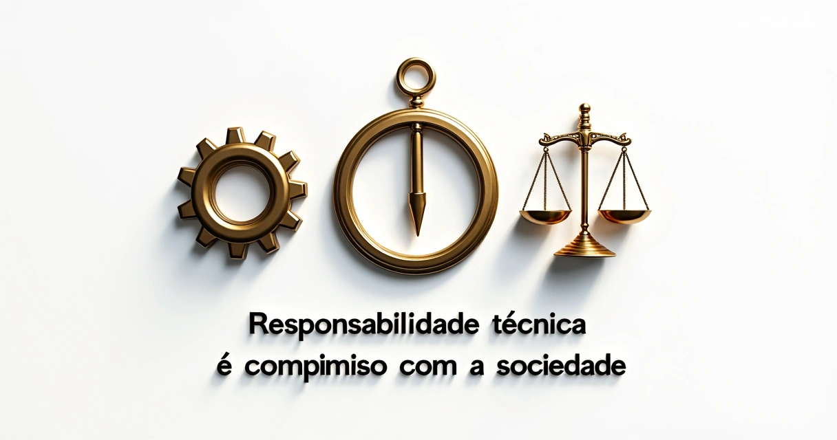 Símbolos da Engenharia, Arquitetura e Justiça unidos 