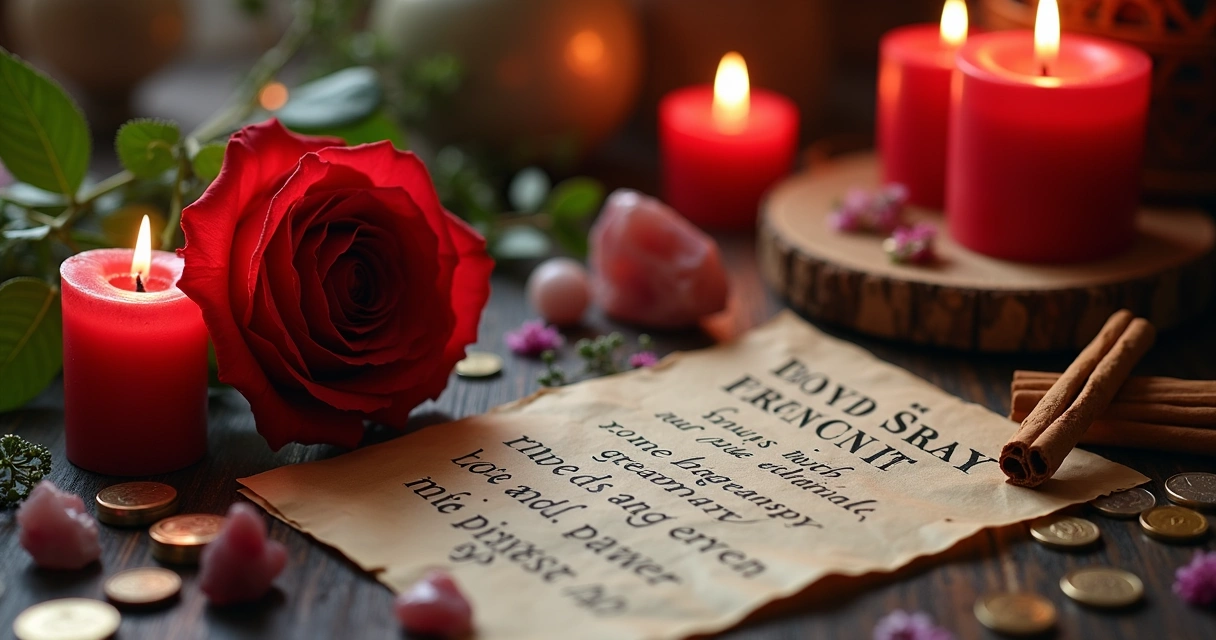 Altar com elementos para simpatias de amor e prosperidade 
