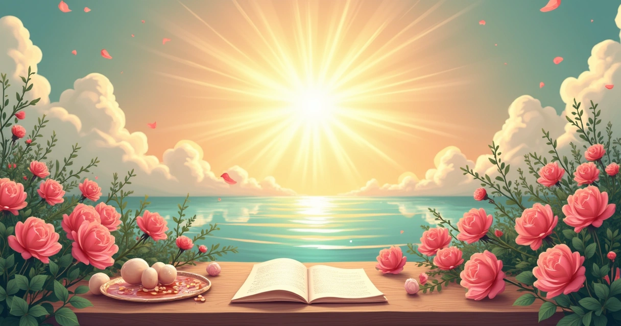 Ilustração de simpatias com vela rosa acesa, ervas em banho e um papel com pedido, expressando positividade.