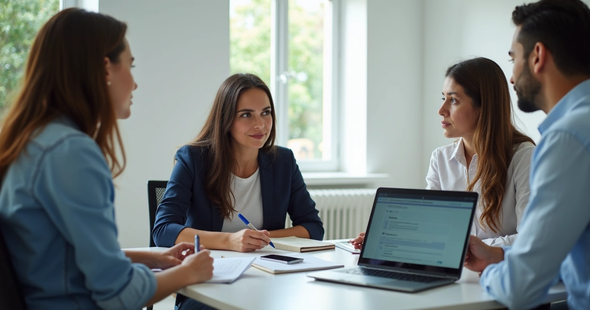 Dois vendedores praticando atendimento em simulação 