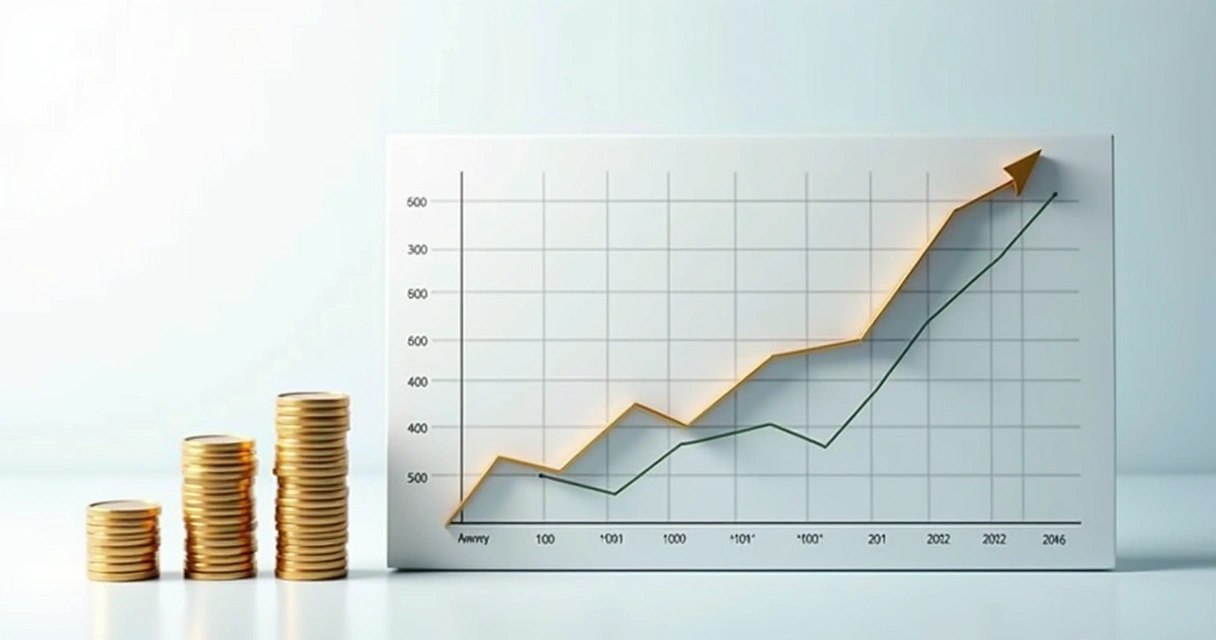 Gráfico colorido mostra evolução comparativa entre duas carteiras de investimento ao longo de 10 anos 