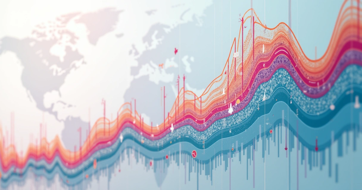 Gráfico com várias linhas representando cenários futuros simulados de uma carteira de ativos 