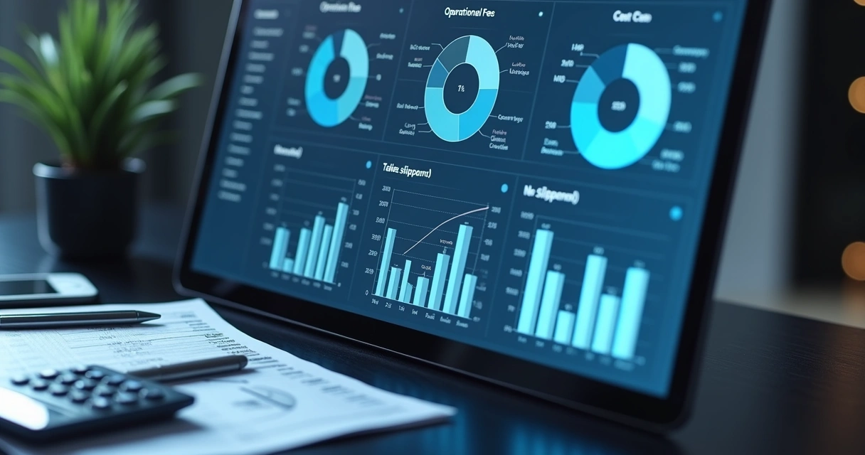 Visualização de taxas e custos em relatório financeiro. 