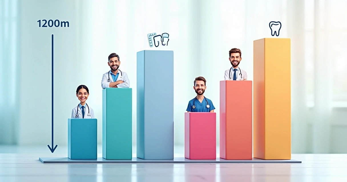Gráfico comparando valores e prazos de seguro para médicos, dentistas e autônomos 