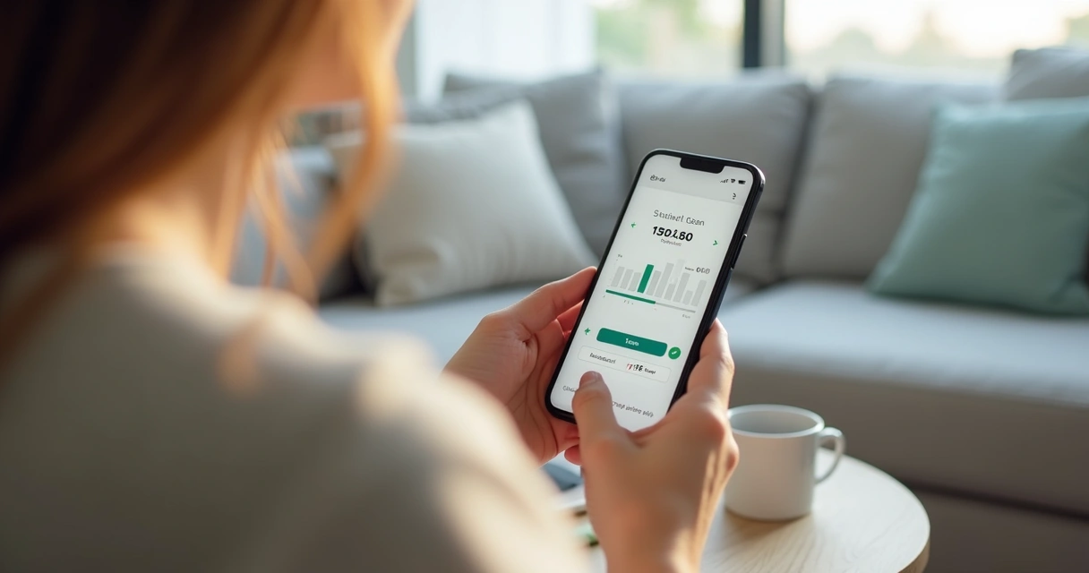 Tela de app financeiro mostrando simulação de empréstimo e comparação de taxas e parcelas. 