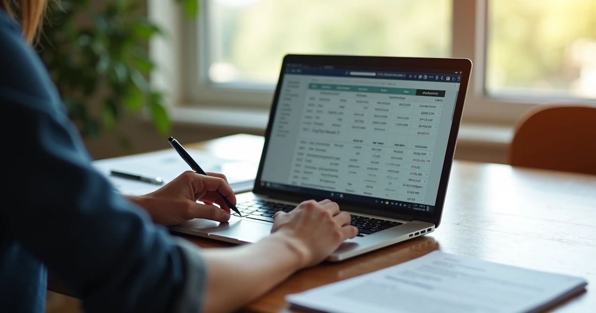 Pessoa utilizando notebook para simular empréstimo online 