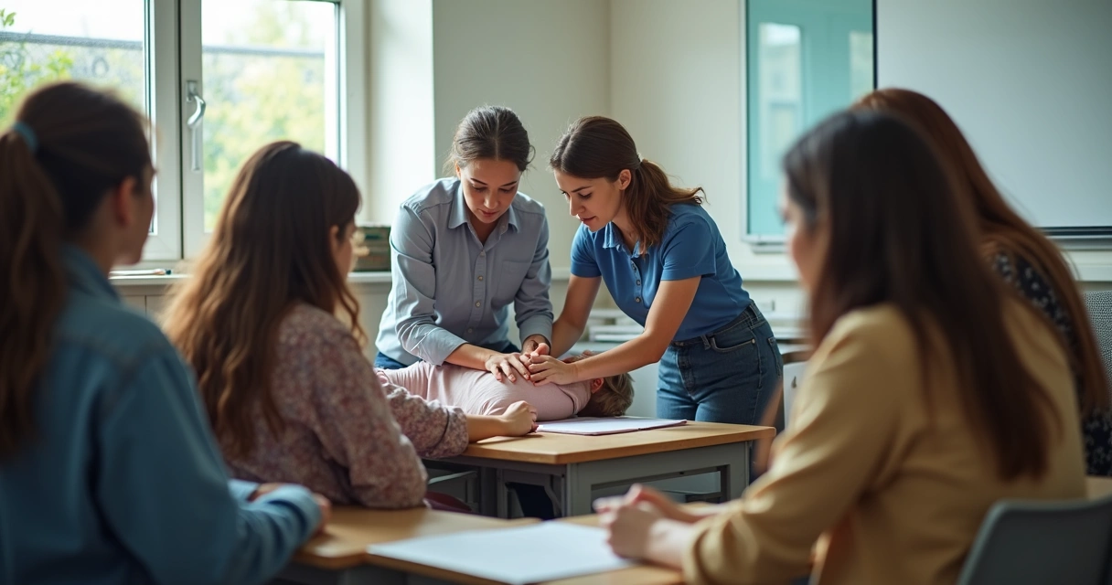 Simulação de primeiros socorros em escola 