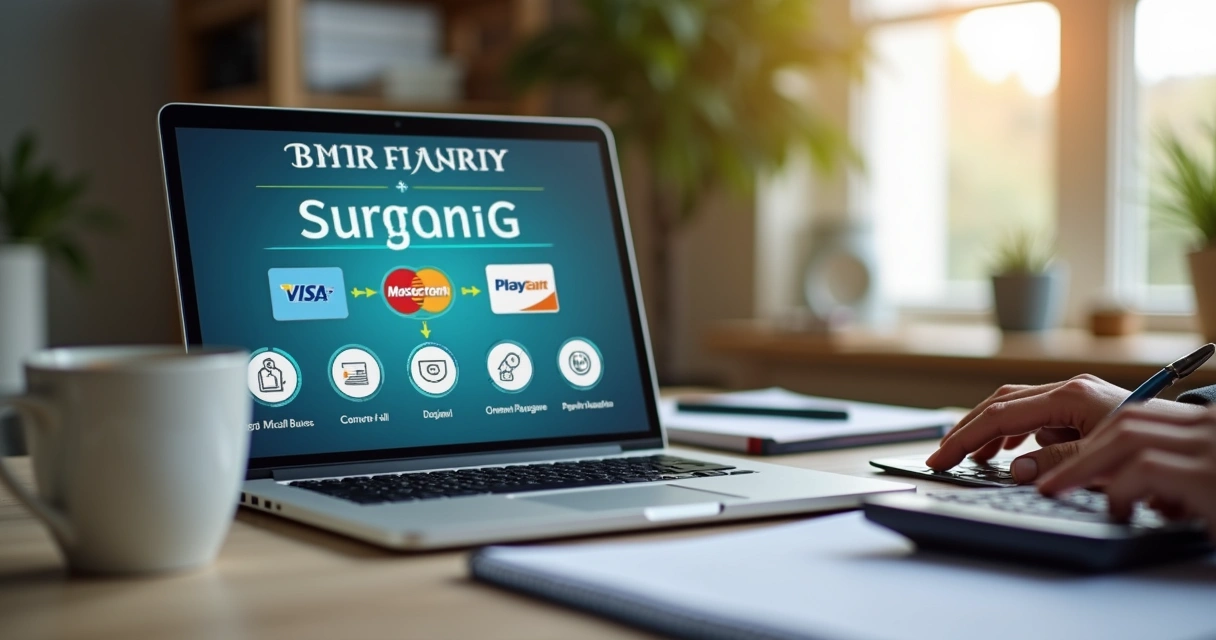 Simulação financeira para pagamento de cirurgia na tela de um notebook 