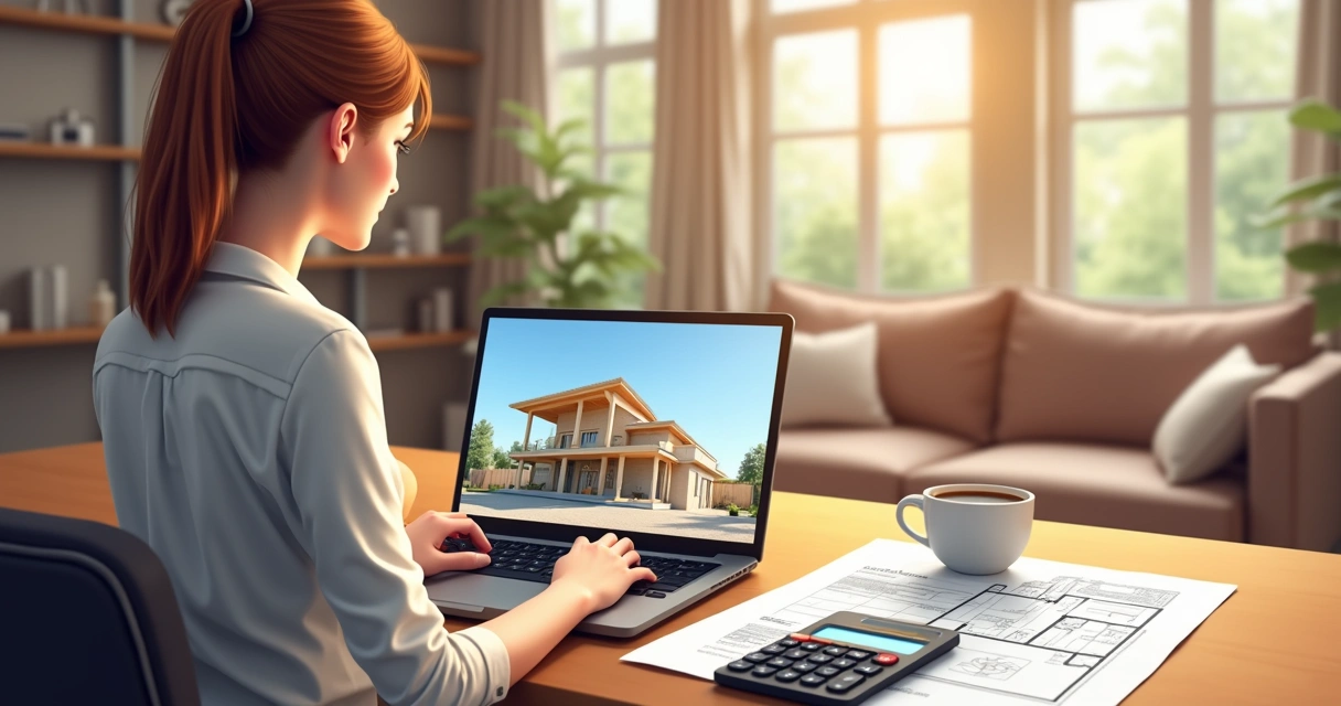 Tela de simulação de financiamento de construção em computador 