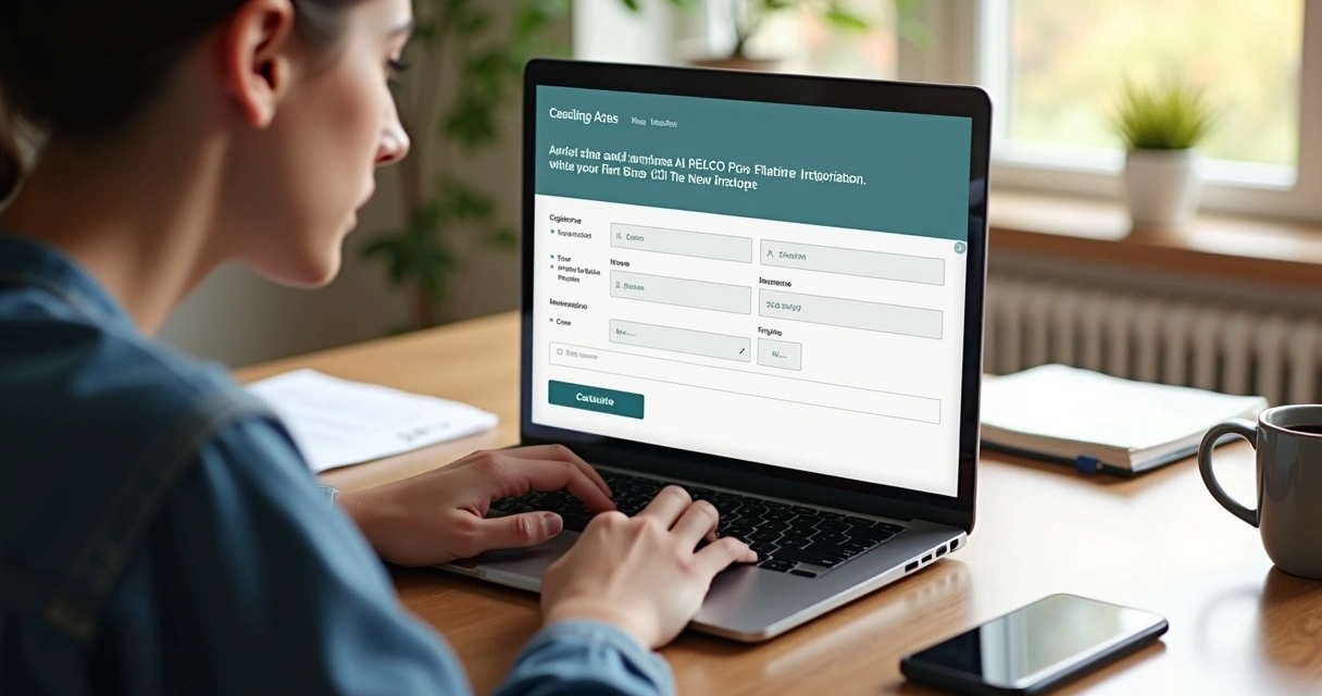 Pessoa inserindo dados financeiros em simulador imobiliário na tela do notebook 