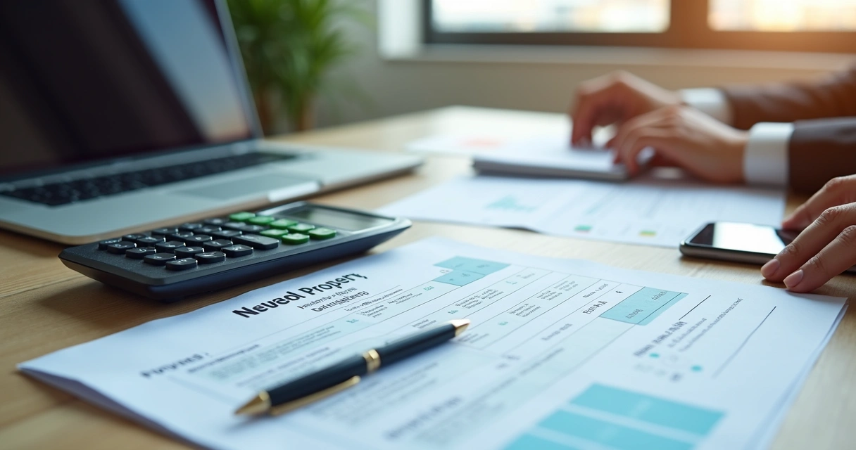 Pessoa analisando parcelas de financiamento e documentos de leilão 