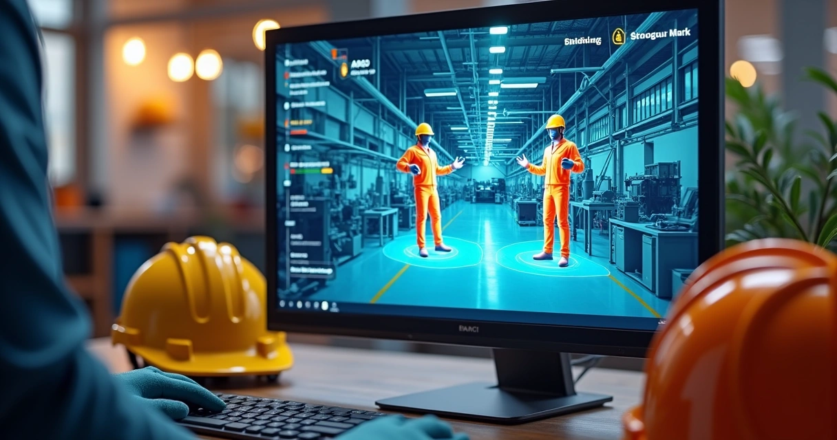 Simulação 3D e gamificação em curso de SST online 