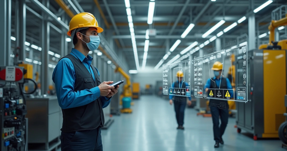 Simulação digital de manutenção industrial segura