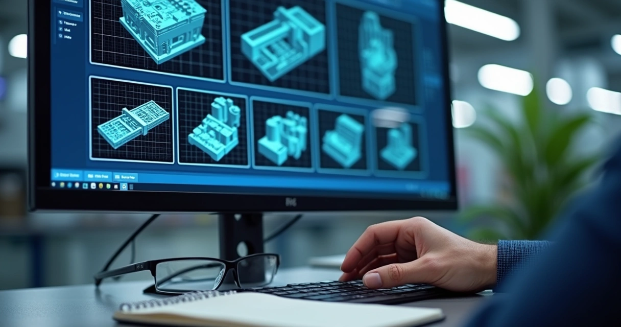 Simulação digital de manutenção em equipamento industrial na tela de computador