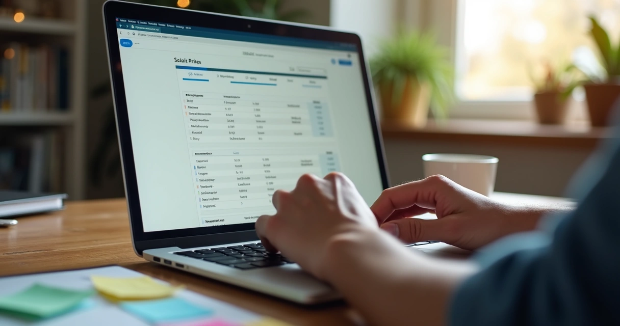 Empreendedor simula planos da startup no notebook 