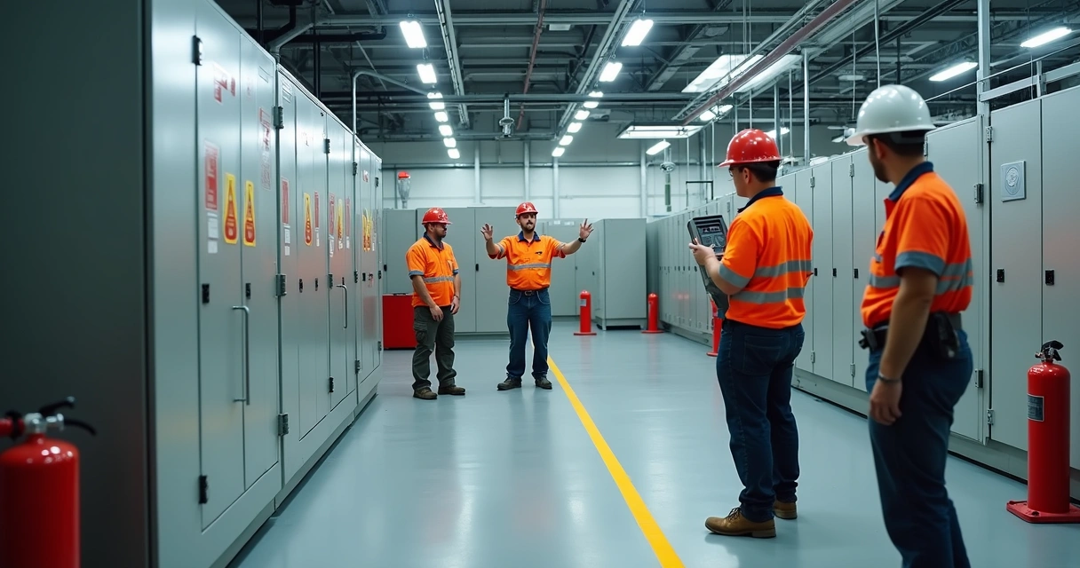 Simulação prática de segurança elétrica com instrutor 