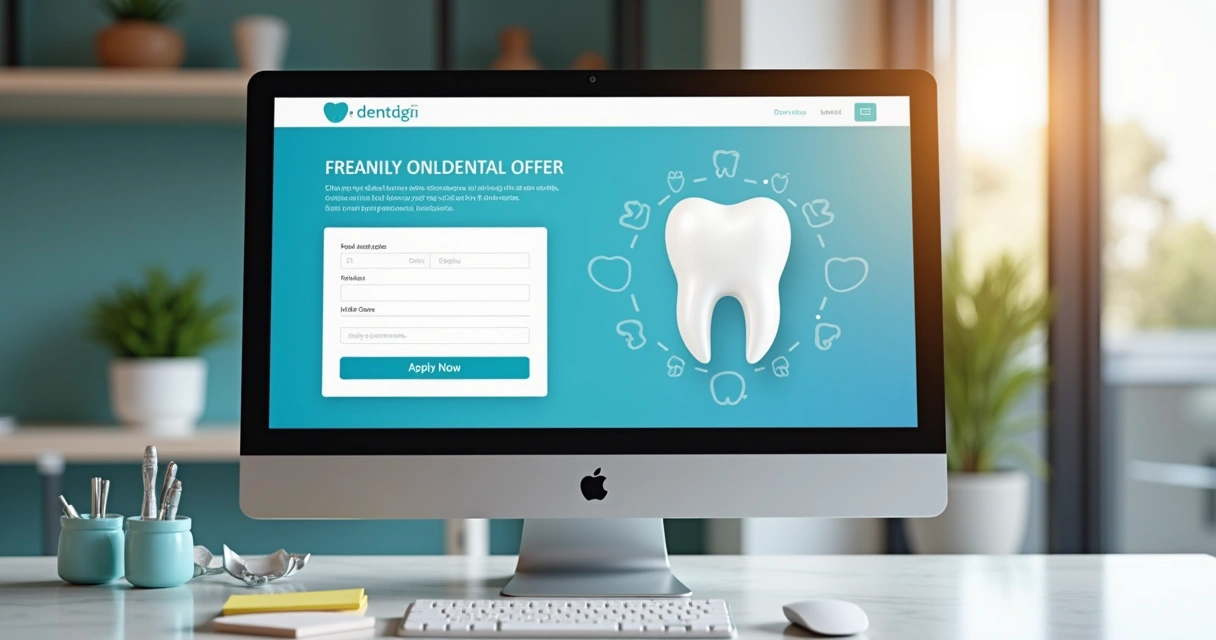 Tela de computador com formulário de simulação de venda digital para tratamento odontológico 