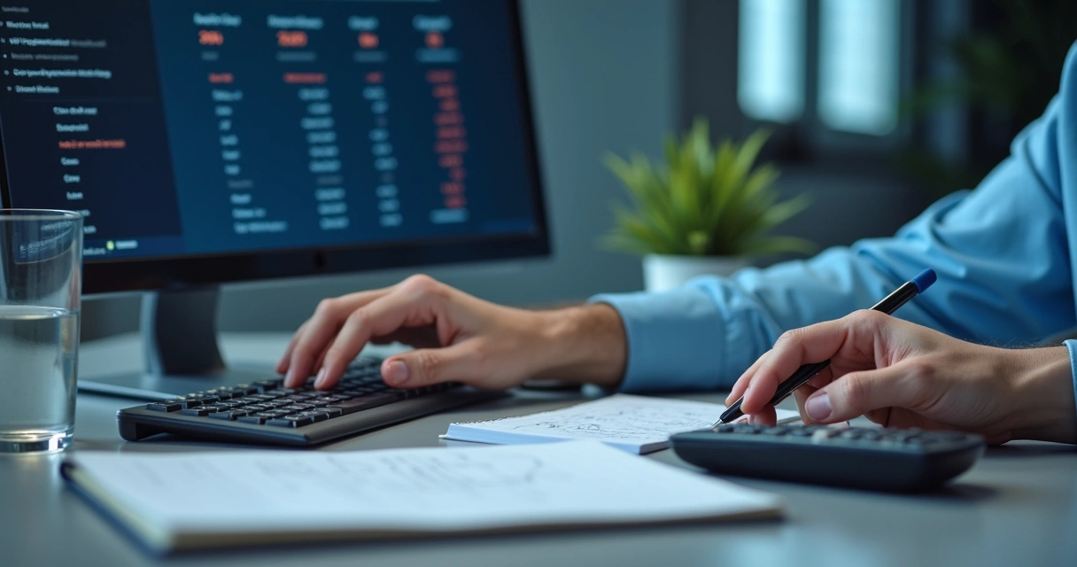 Pessoa resolvendo simulado de certificação financeira no computador