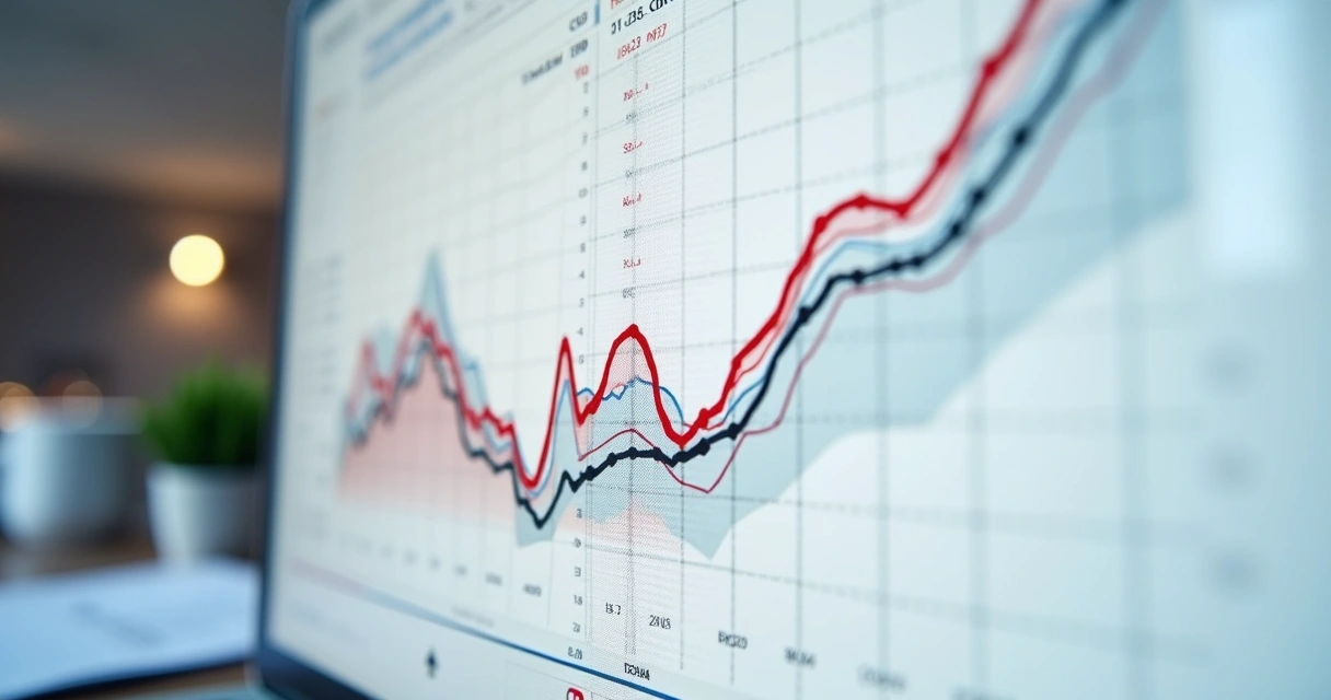 Gráfico mostrando queda de vendas enquanto o custo sobe constantemente. 