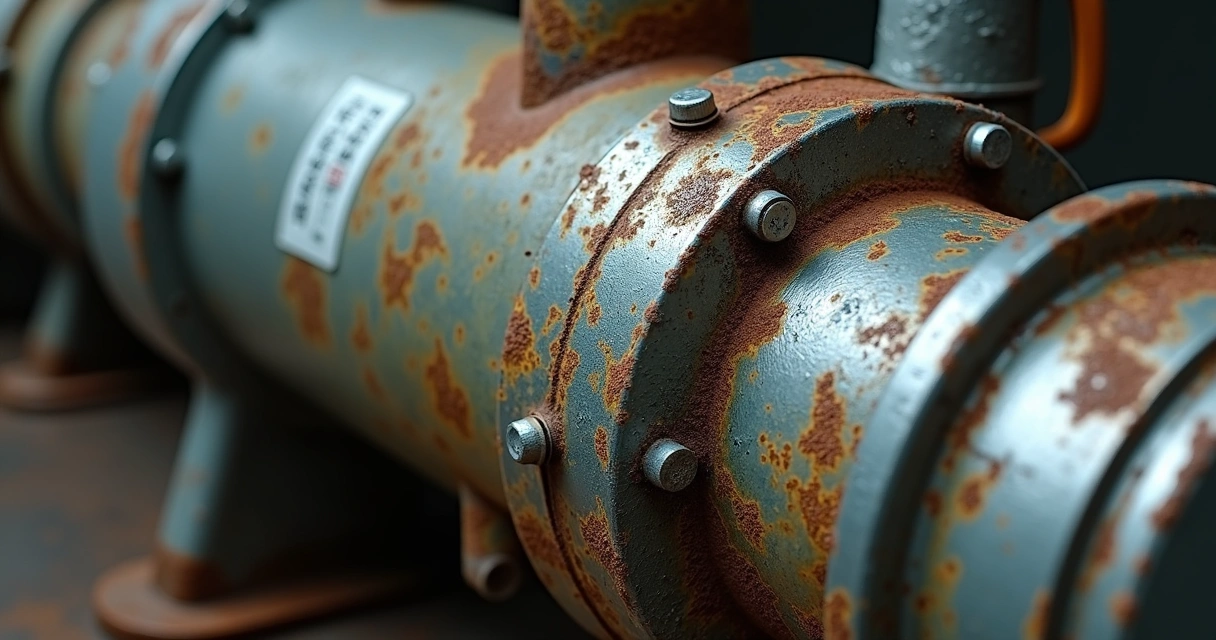 Detalhe de bomba submersa mostrando sinais de ferrugem e desgaste 