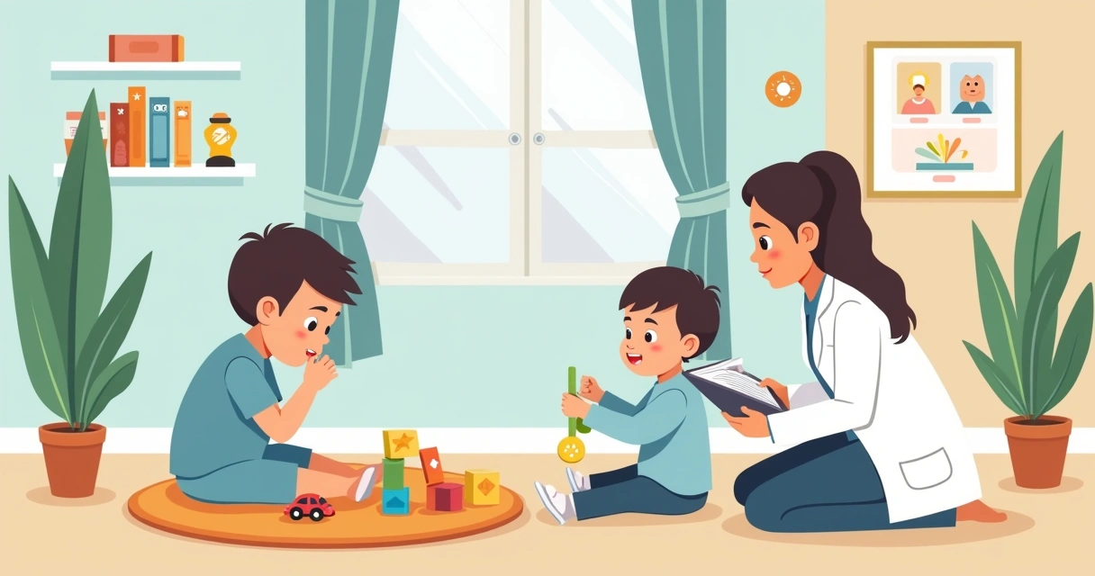 Profissional e família observando sinais do desenvolvimento infantil
