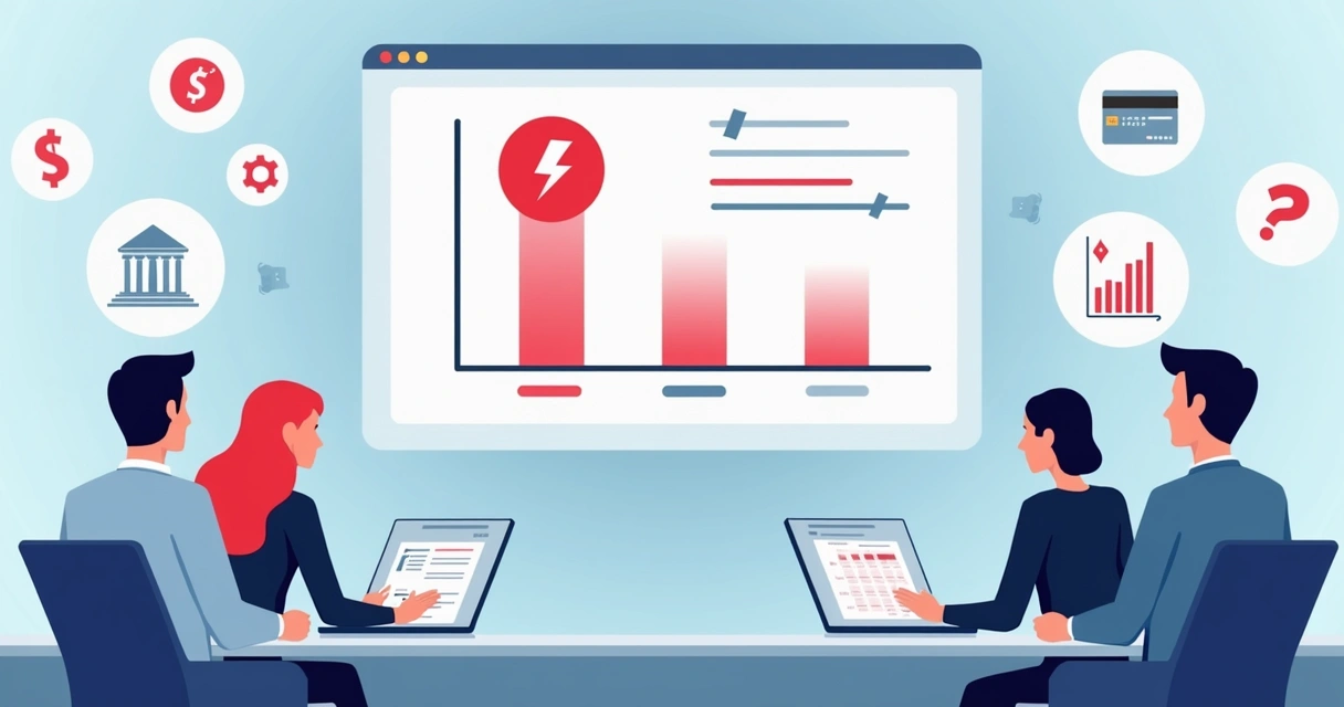 Sinal de alerta vermelho em uma planilha financeira. 