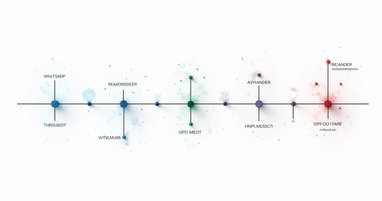 Gráfico prático de sincronização entre canais de email, WhatsApp e redes sociais durante lançamento de produto 