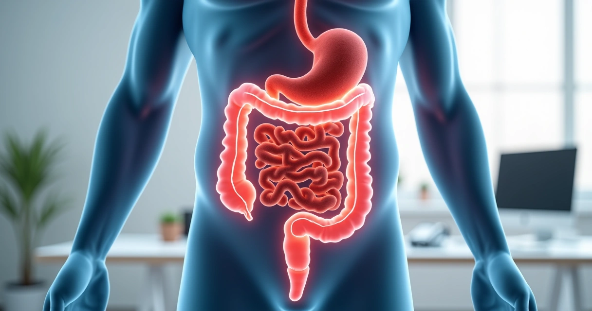 Comparação visual entre intestino irritável funcional e intestino com inflamação ativa 