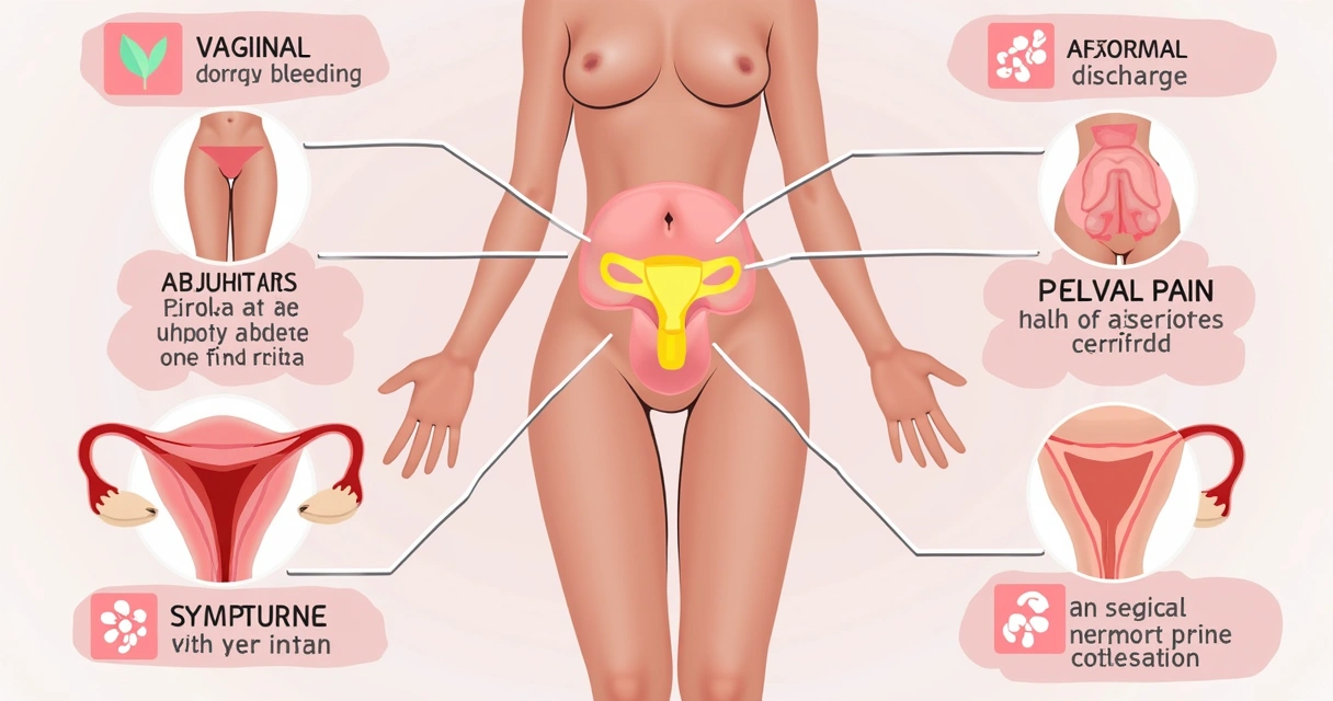 Gráfico com sintomas do câncer no colo do útero 