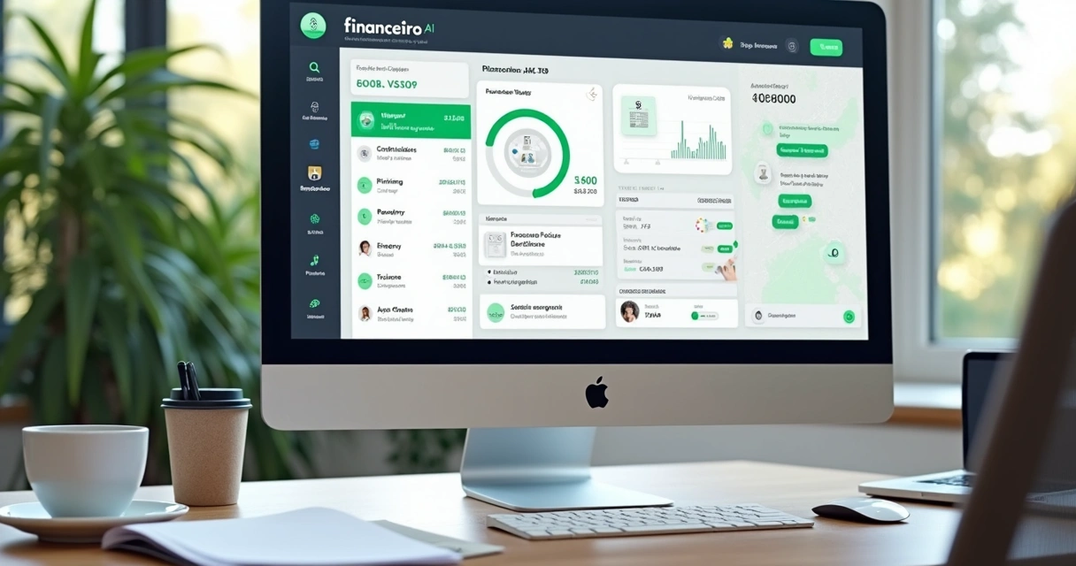 Tela de computador com sistema de cobrança automática do financeiro.ai integrado ao WhatsApp 
