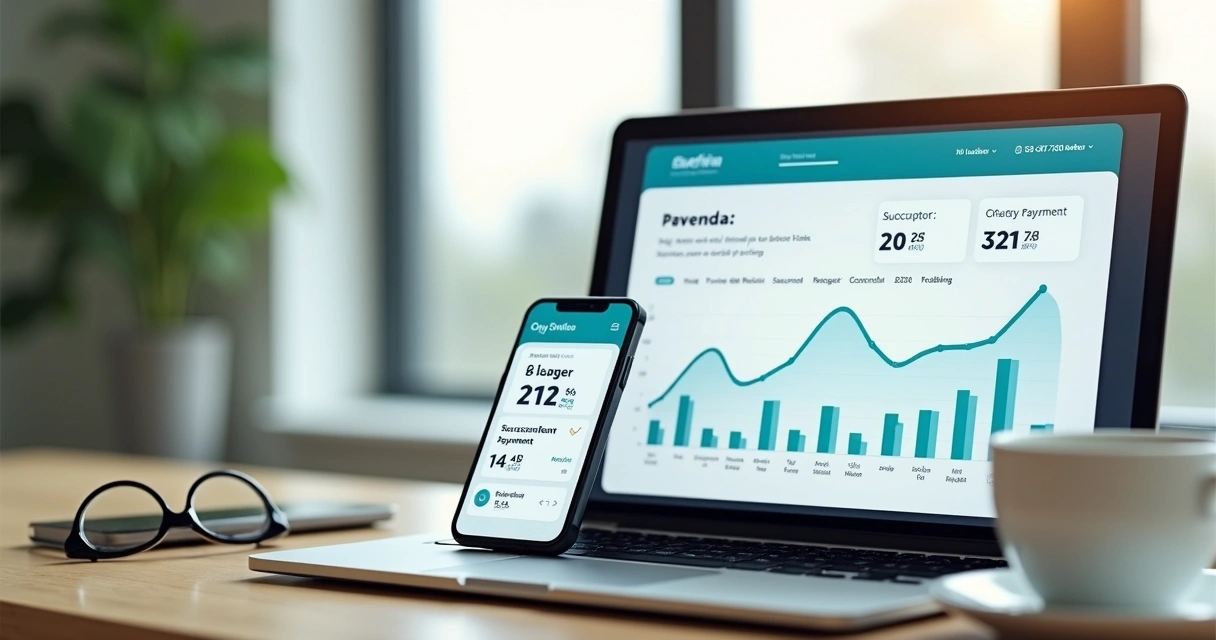 Tela de sistema de cobrança online mostrando gráfico de pagamentos recorrentes e notificações 
