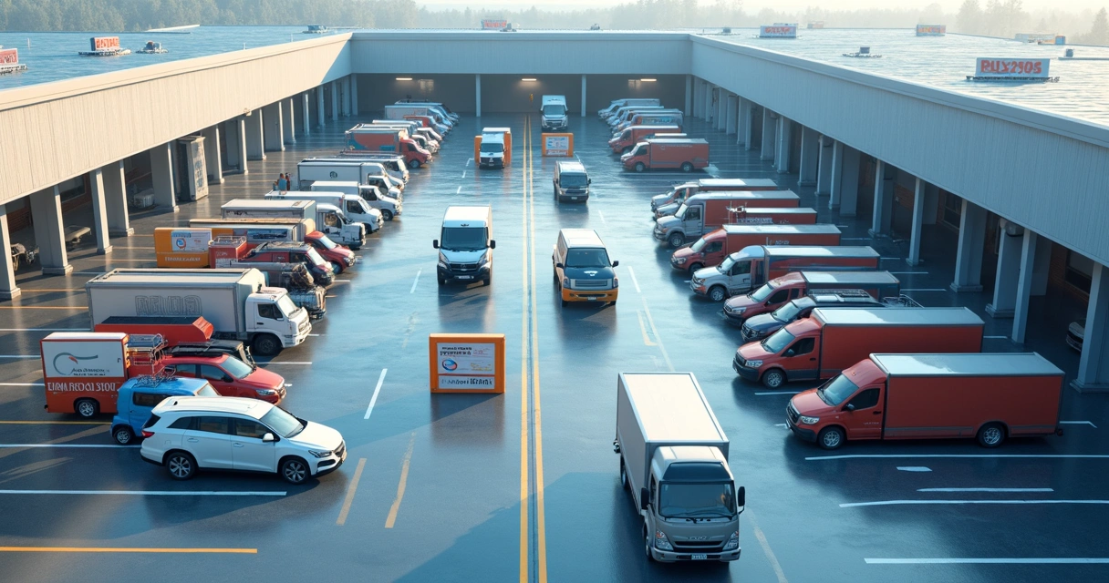 Representação de sensores e sinalização em pátio moderno visto de cima 