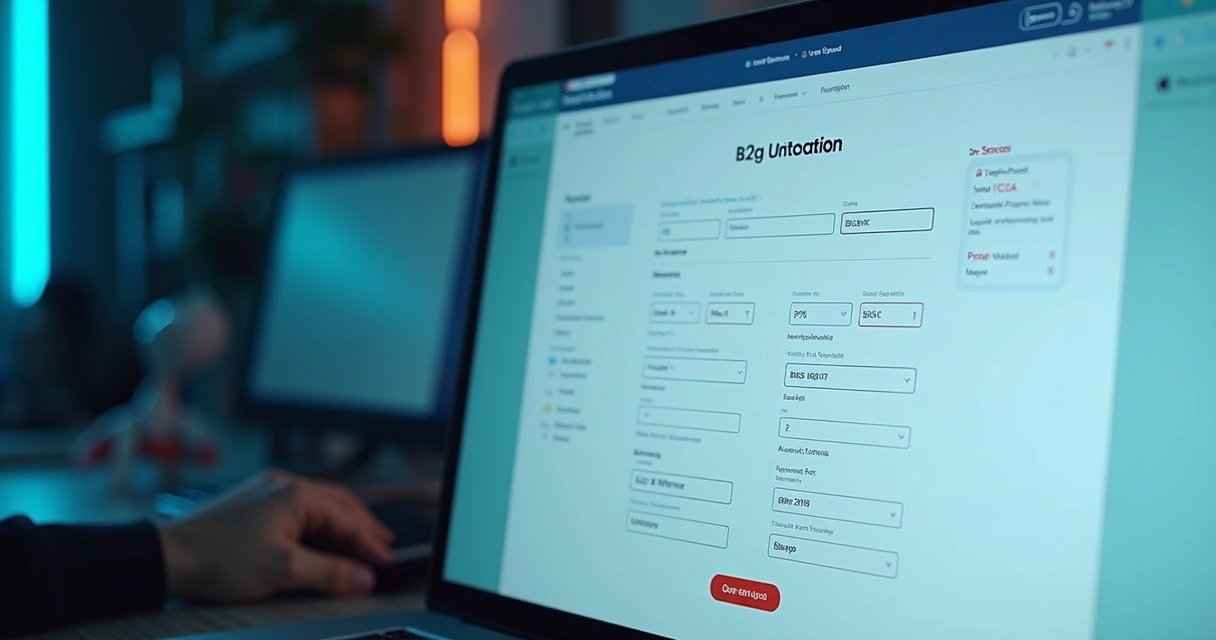 Tela de computador com sistema de cotação B2B aberto