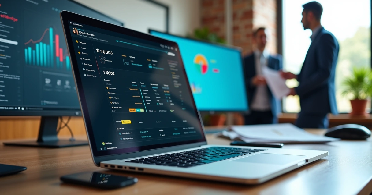 Dashboard de cotação dinâmica B2B em tela de notebook com gráficos e tabela de preços em tempo real 