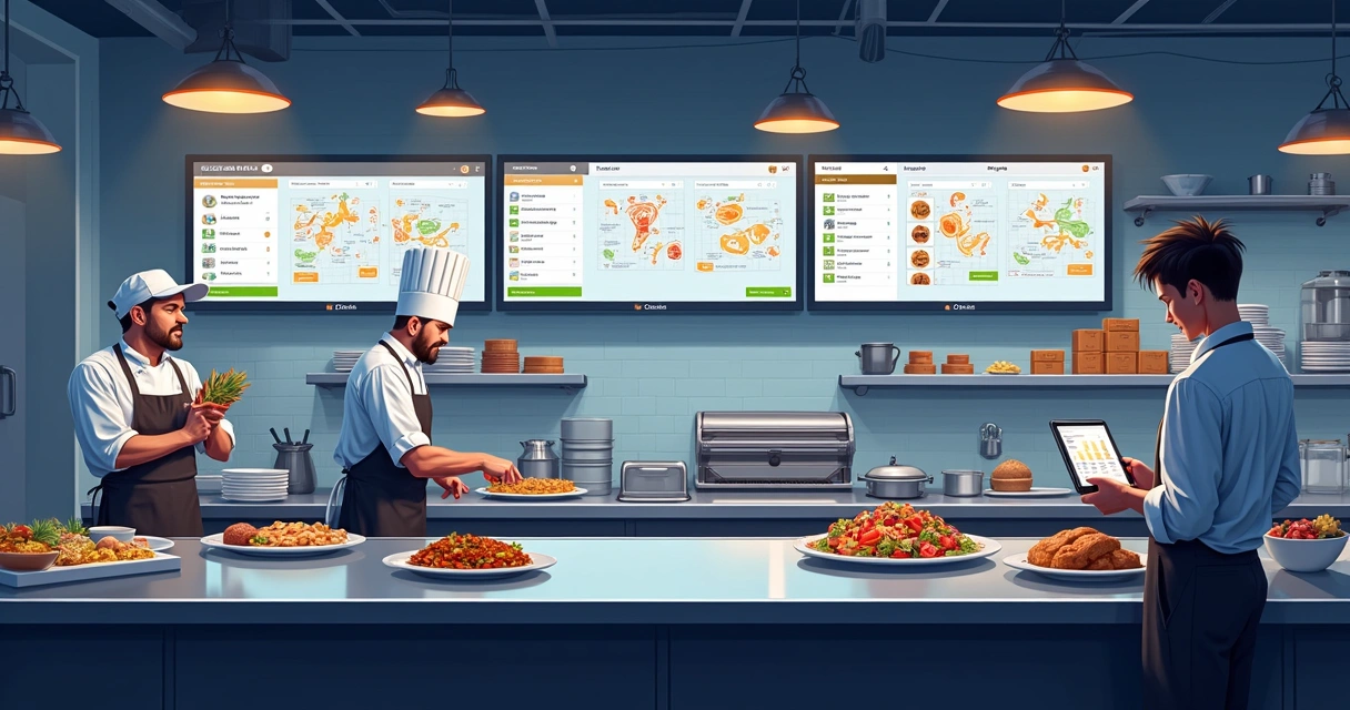 Sistema de gestão coordenando pedidos de várias marcas na mesma cozinha 