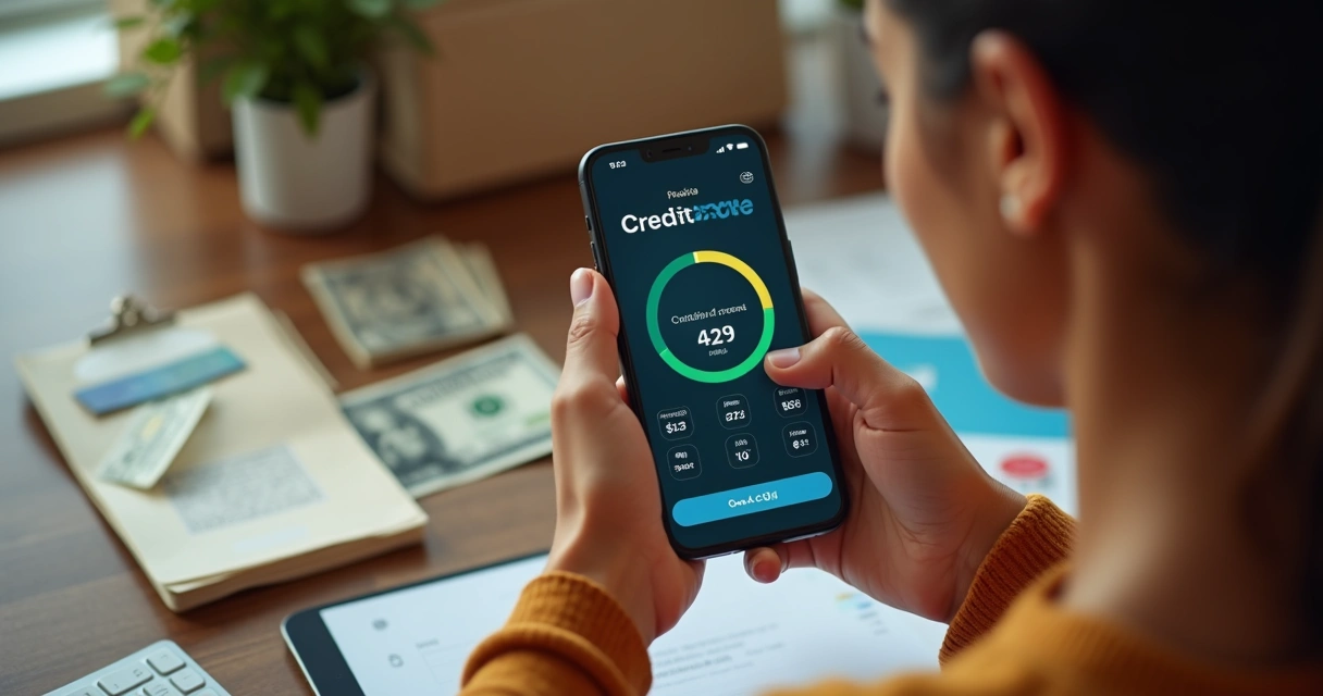 Brasileiro analisando score de crédito no celular nos EUA