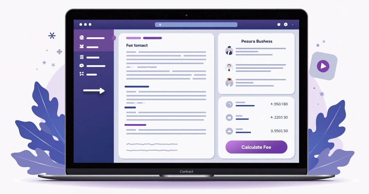 Tela de plataforma digital mostrando cálculo automático de multa rescisória 
