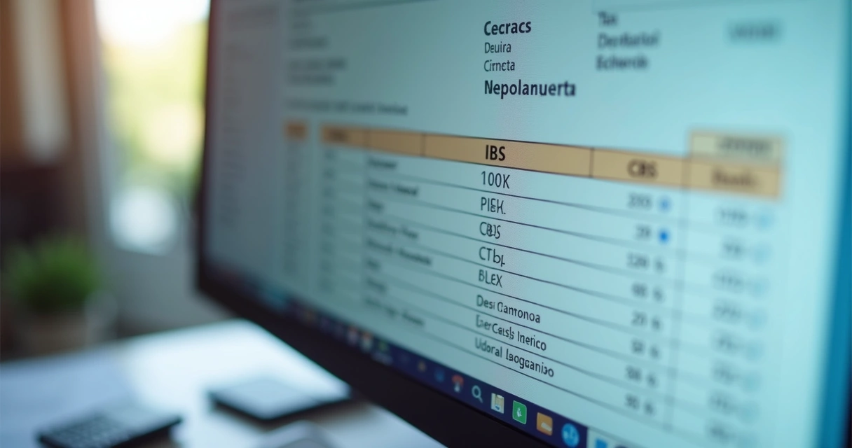 Tela de sistema emissor de nota fiscal com campos de IBS e CBS em destaque 