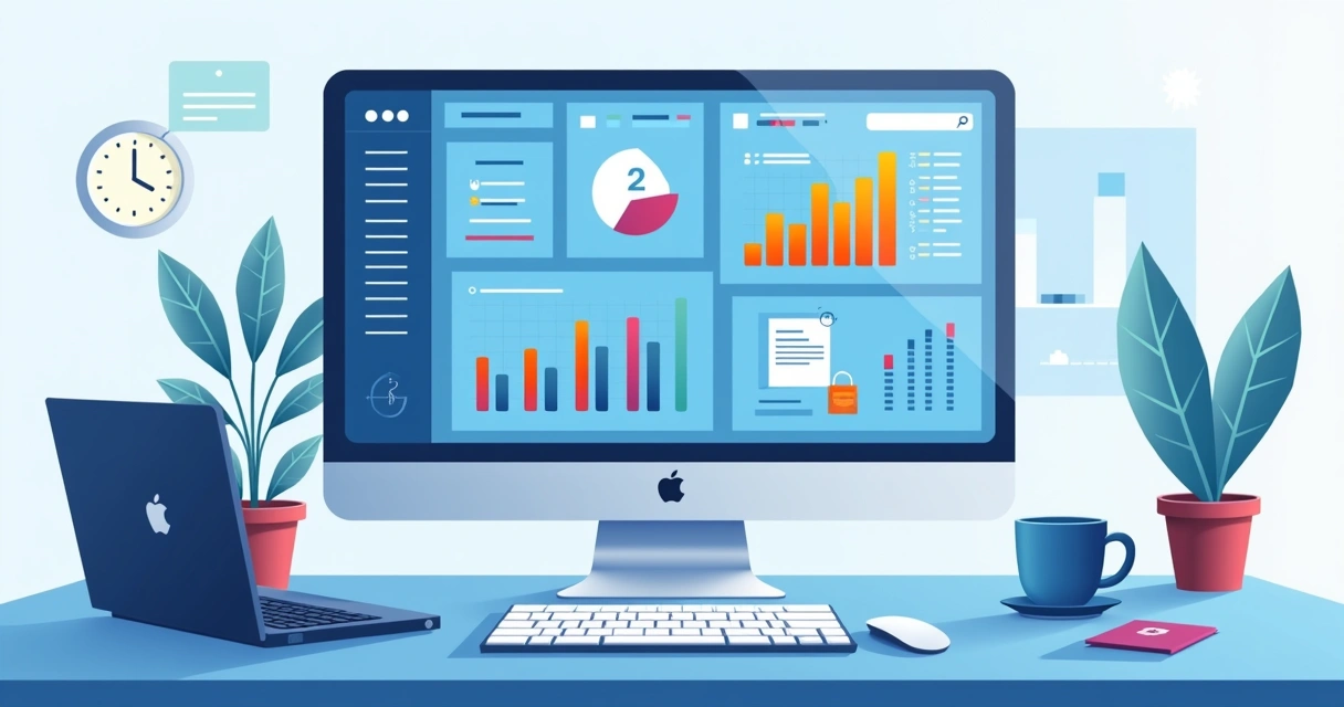 Painel digital de sistema de gestão fiscal em tela de computador