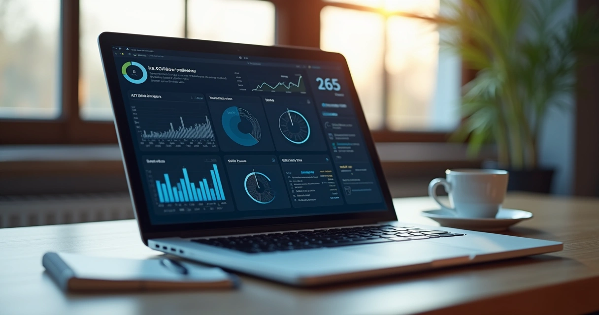 Interface de software integrando dados com recursos de Inteligência Artificial.