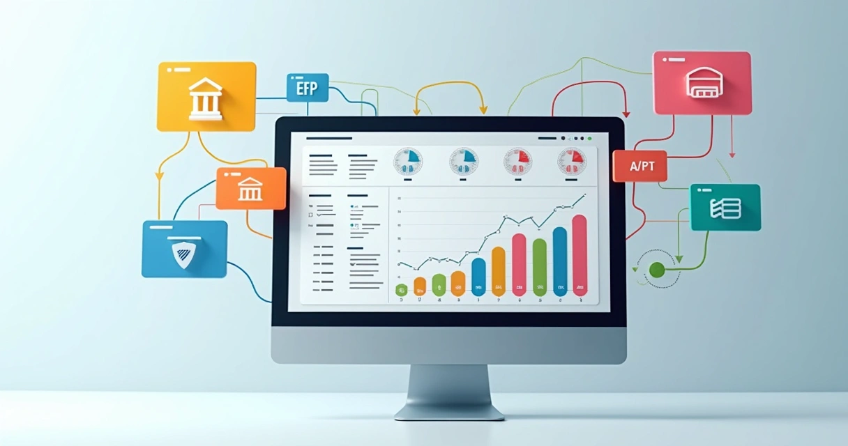 Tela de sistema integrando bancos e ERP 