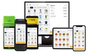 Tela de sistema de ponto de venda em dispositivos eletrônicos variados