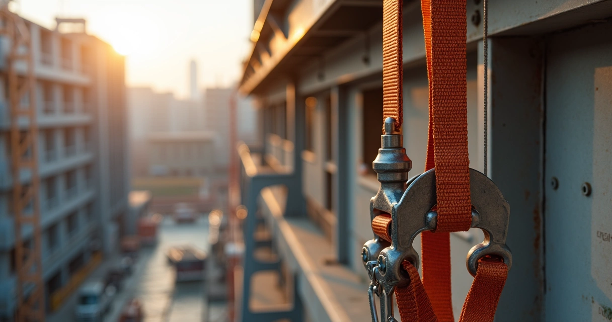 Linha de vida e cinto de segurança em estrutura de aço 