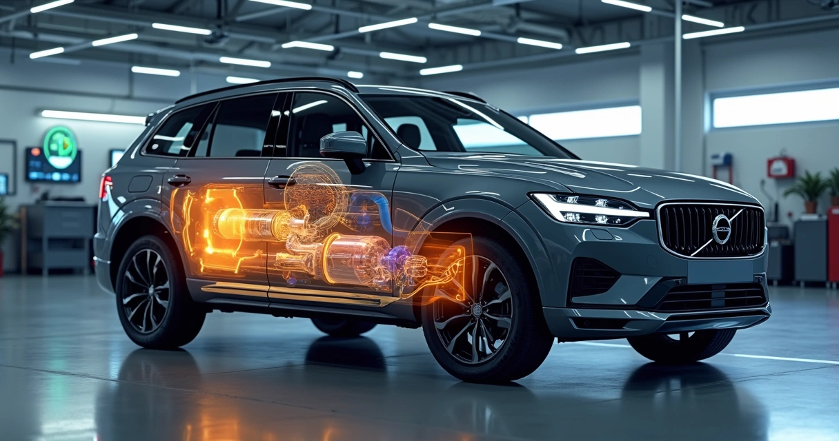 Esquema de motor diesel moderno com sistema de regeneração em destaque 