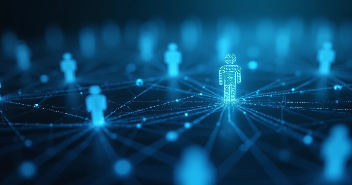 Gráfico abstracto con conexiones de personas y líneas invisibles