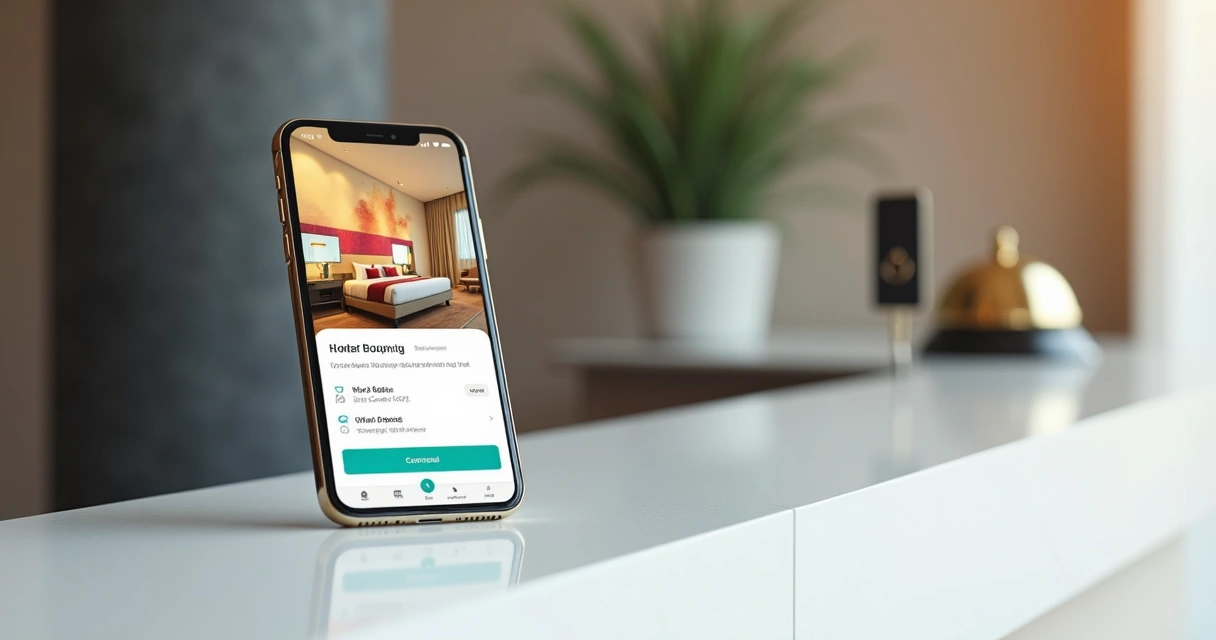 Tela de sistema de reservas de hotel em celular 
