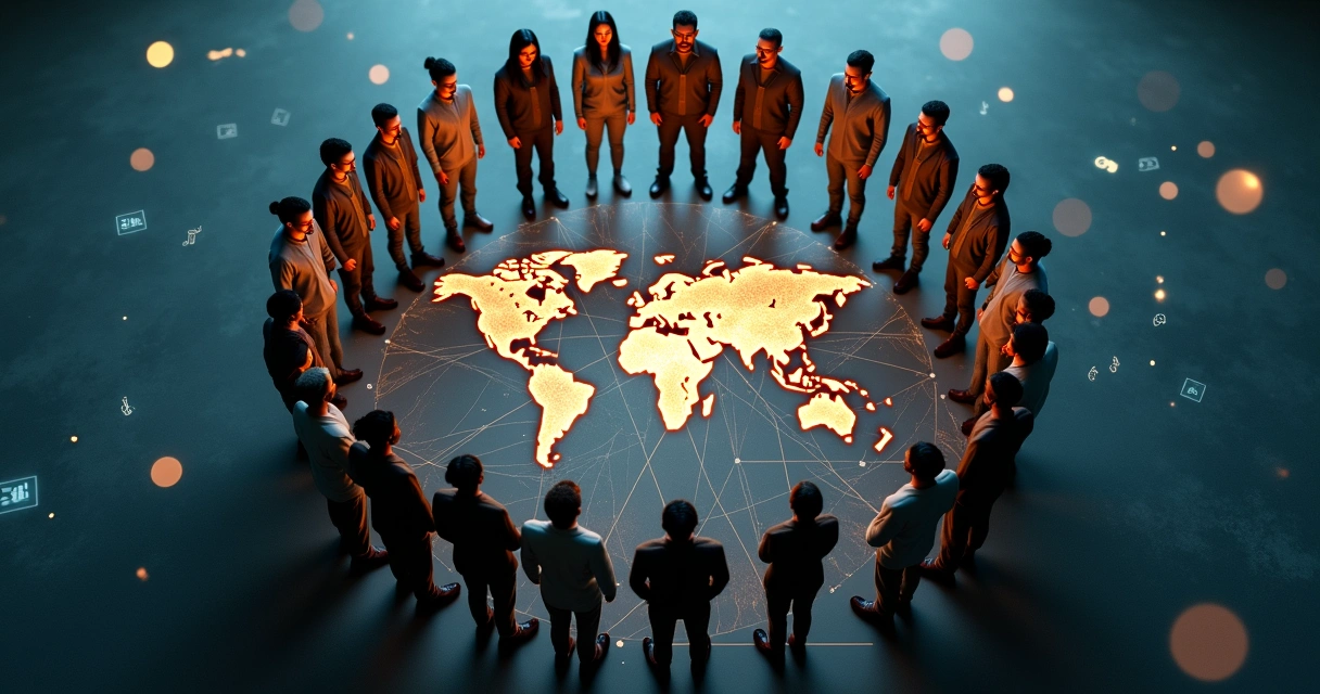 Mapa humano conectado por padrões culturais interligados 